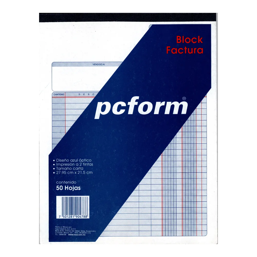 Block de Remisión Factura Tamaño Carta con 50 Hojas Pcform 01.webp