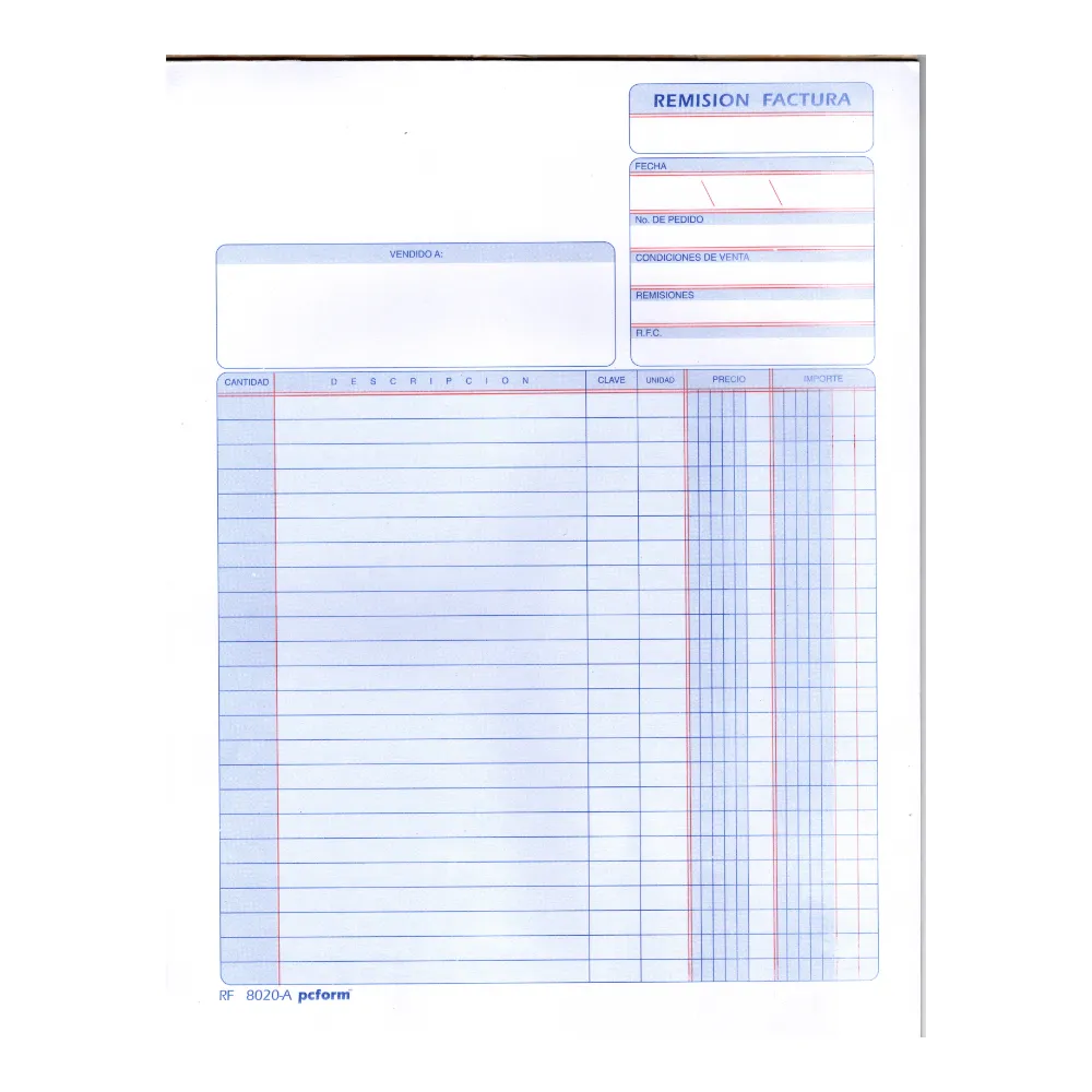 Block de Remisión Factura Tamaño Carta con 50 Hojas Pcform 02.webp