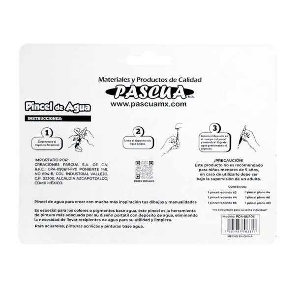 Set de 6 Pinceles de Agua Pascua con Depósito - Puntas Redondas y Planas (PDA-SUR06) (9).webp