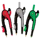 Compás escolar de plástico azul marca MAE modelo CEP-10 con adaptador de tornillo para lápiz y escala métrica integrada (3).webp