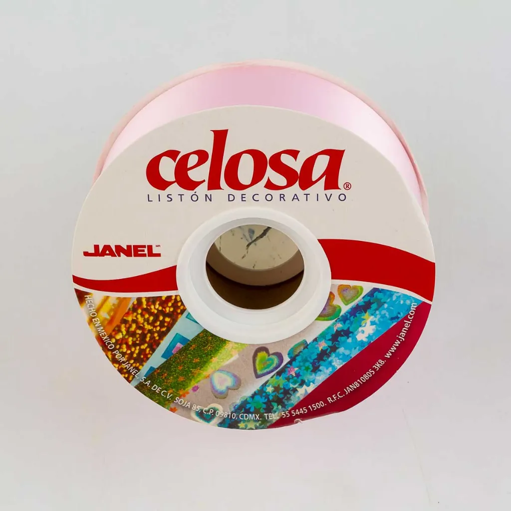 Rollo de listón decorativo para eventos marca Janel línea Celosa color Salmón liso brillante tamaño número 9 con 50 metros (4).webp