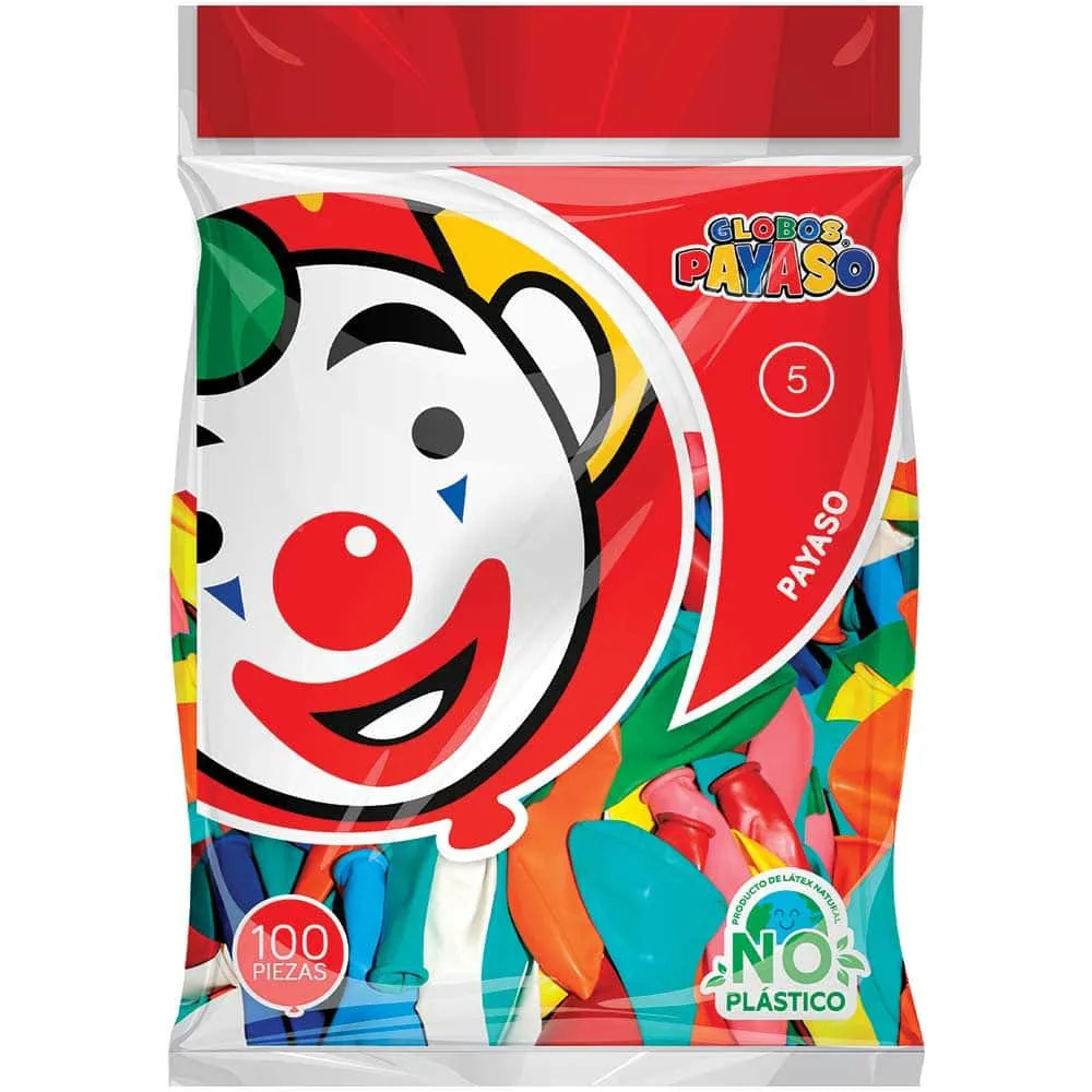 [VKS-00060030] Globos Payaso Número 5 Bolsa con 100 piezas
