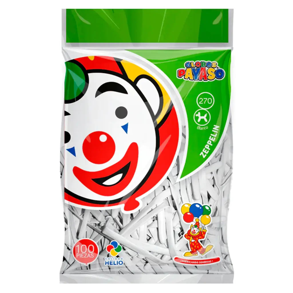 [VKS-414750] Globos Payaso Blanco Zeppelin 270 Bolsa con 100 piezas