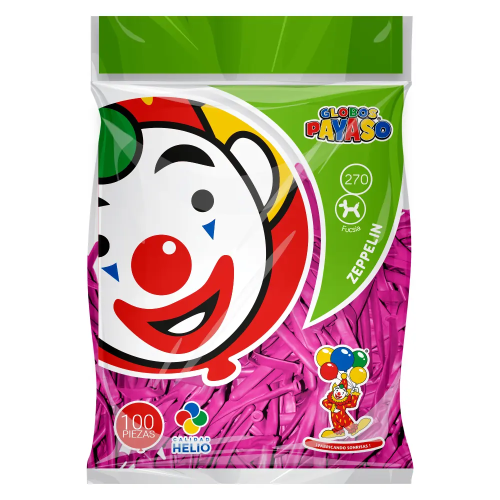 [VKS-406274] Globos Payaso Fucsia Zeppelin 270 Bolsa con 100 piezas