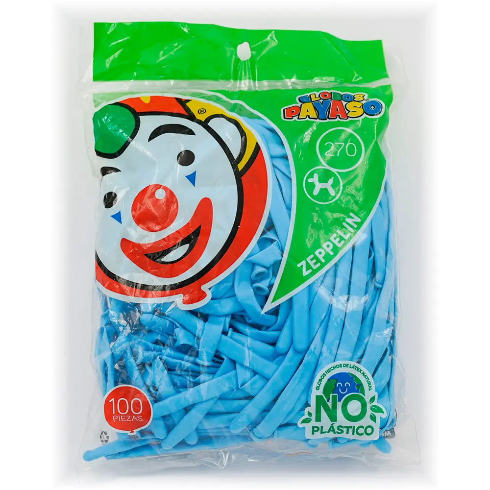 [VKS-422144] Globos Payaso Azul Pastel Zeppelin 270 Bolsa con 100 piezas