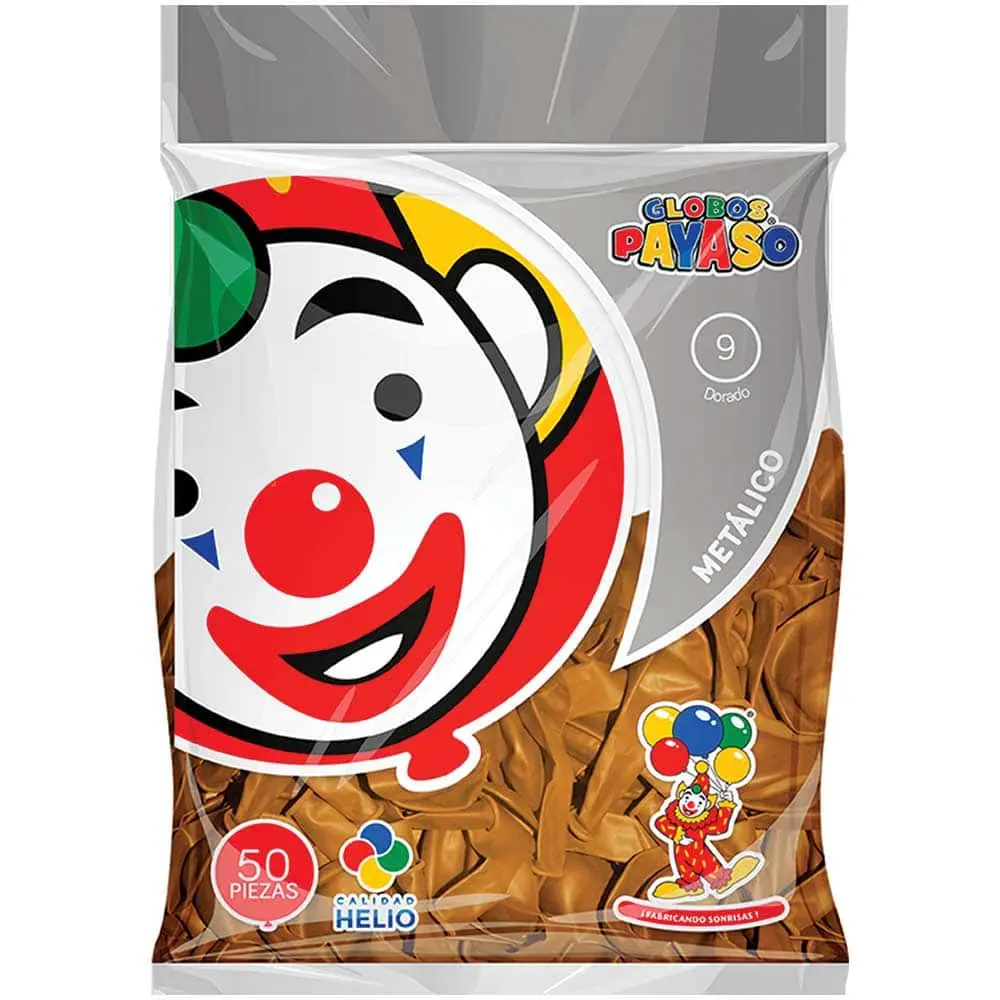 [VKS-00060227] Globos Payaso Oro Número 9 Bolsa 50 con piezas