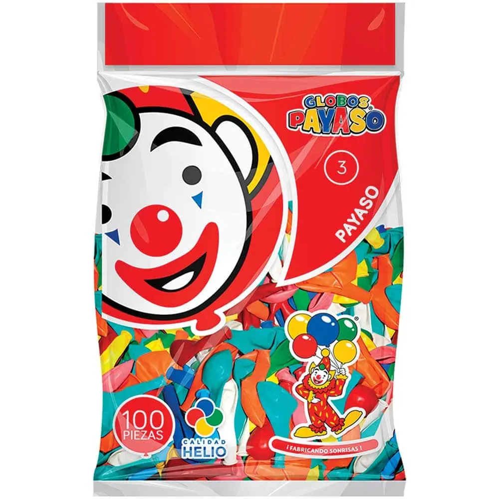 [VKS-00060028] Globos Payaso Número 3 Bolsa con 100 piezas