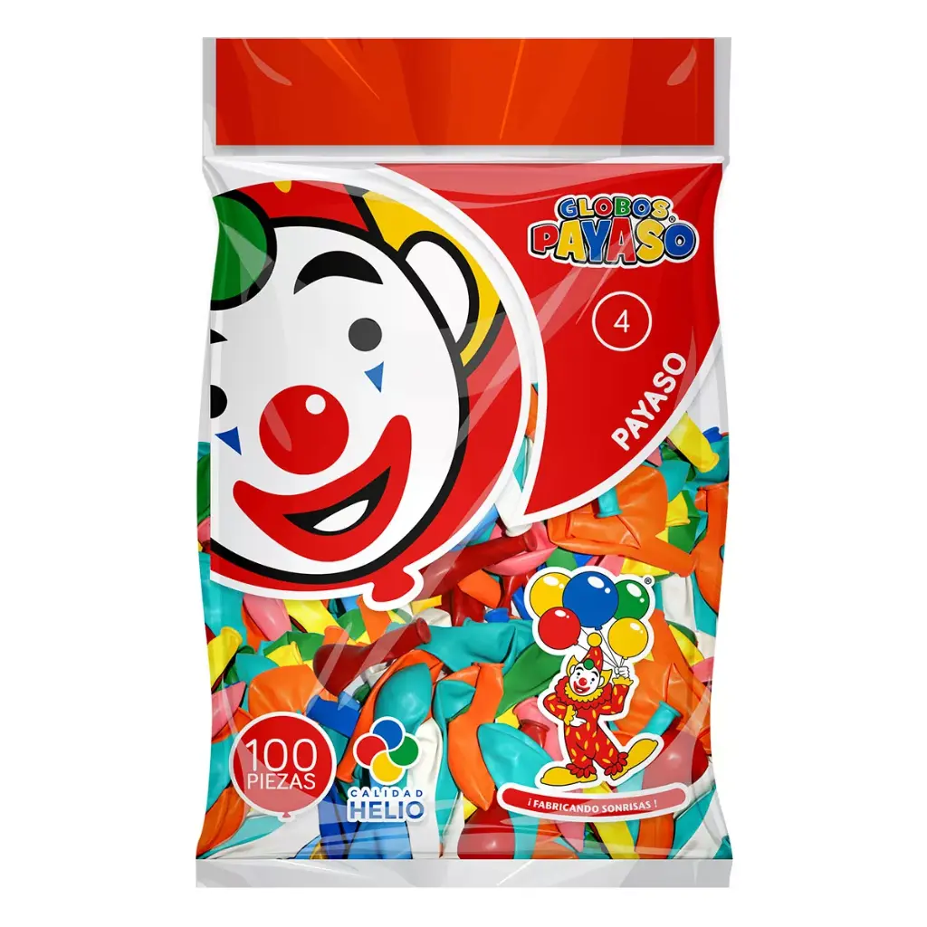 [VKS-00060029] Globos Payaso Número 4 Bolsa con 100 piezas