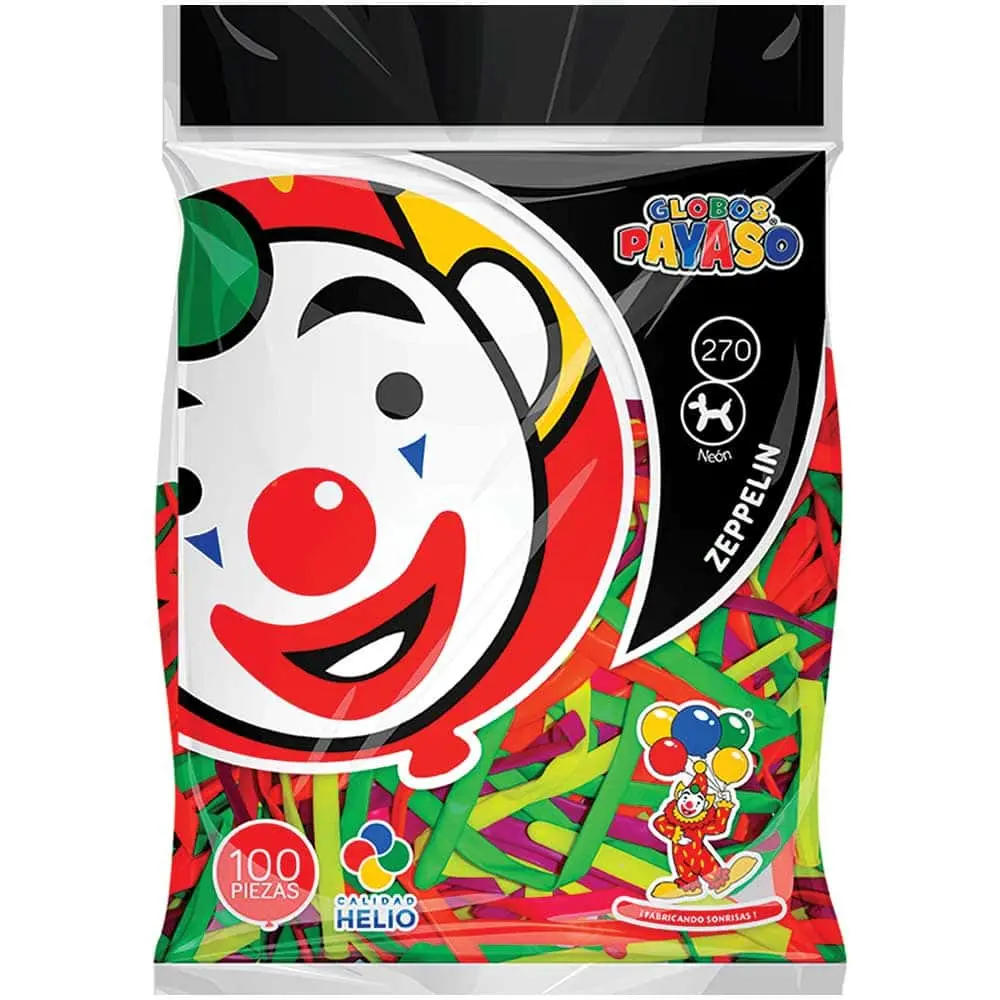 [VKS-00060216] Globos Payaso Zeppelin Neón Bolsa con 100 piezas