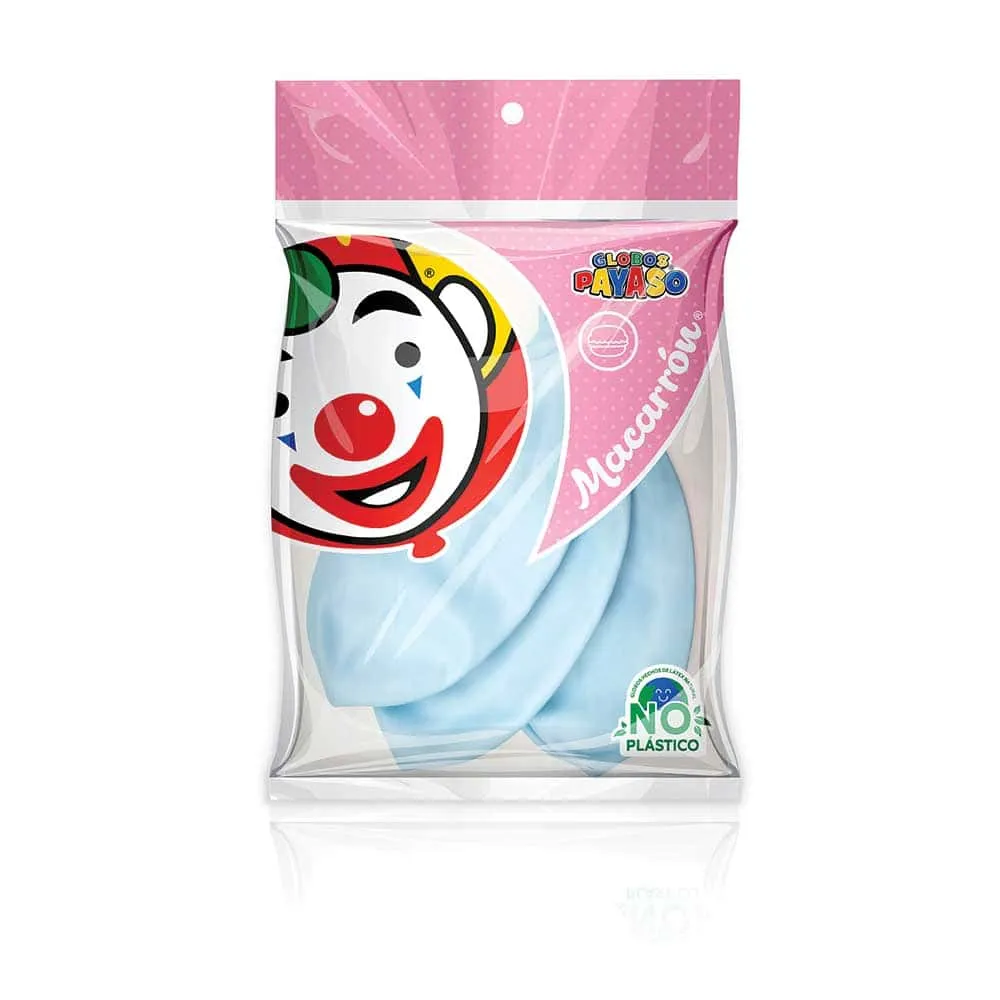 [VKS-00060322] Globos Payaso Macarrón Mora Azul Número 24 Bolsa con 3 piezas