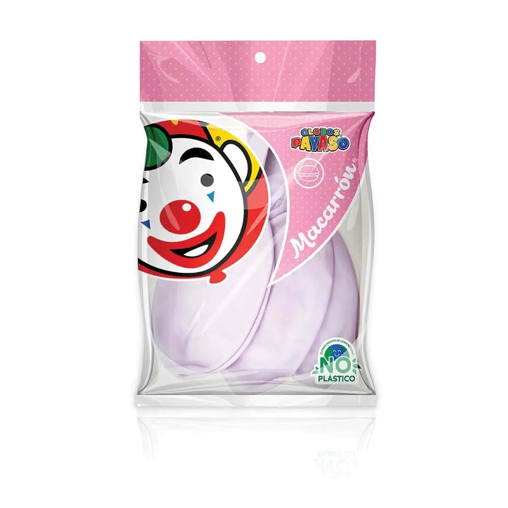 [VKS-00060323] Globos Payaso Macarrón Uva Número 24 Bolsa con 3 piezas