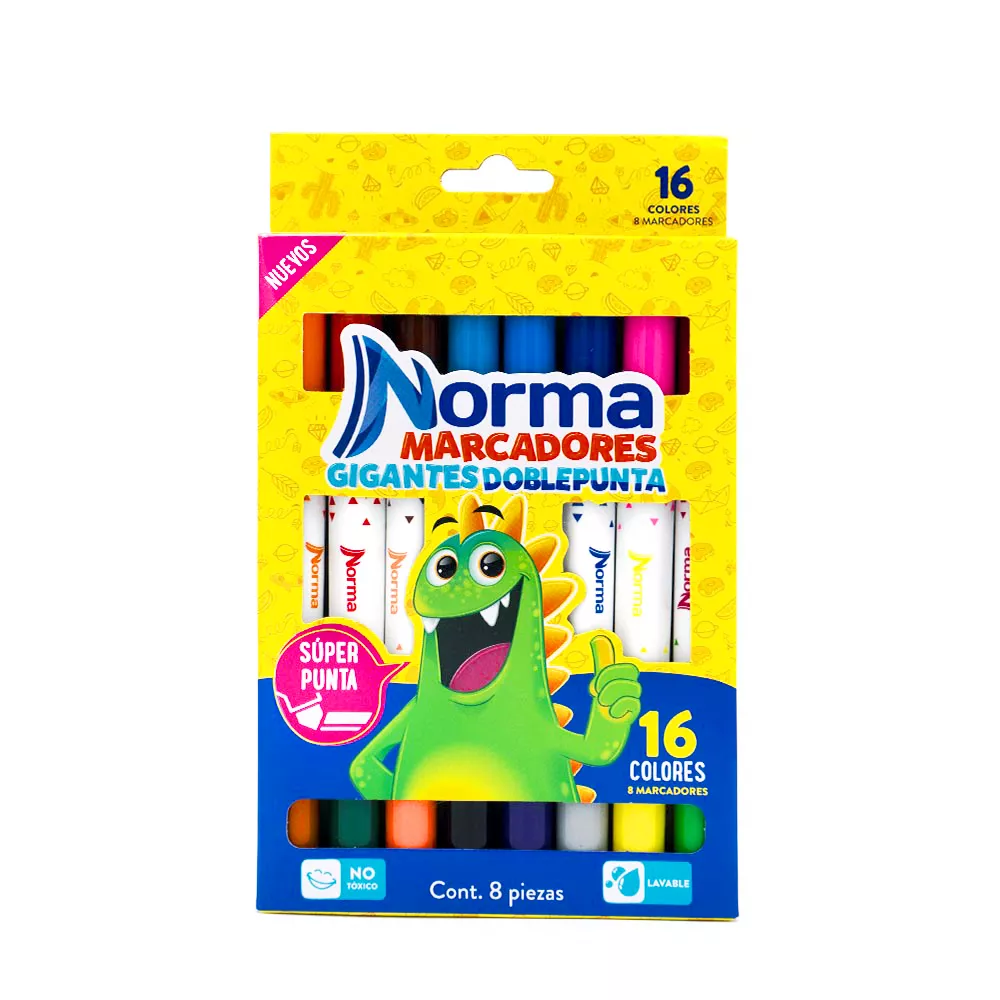 [VKS-07980225] Marcadores Lavables Norma Gigantes Doble Punta con 8 Piezas