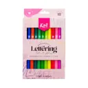 Marcadores Lettering Kiut Doble Punta - 12 Piezas (Pincel y Fina)