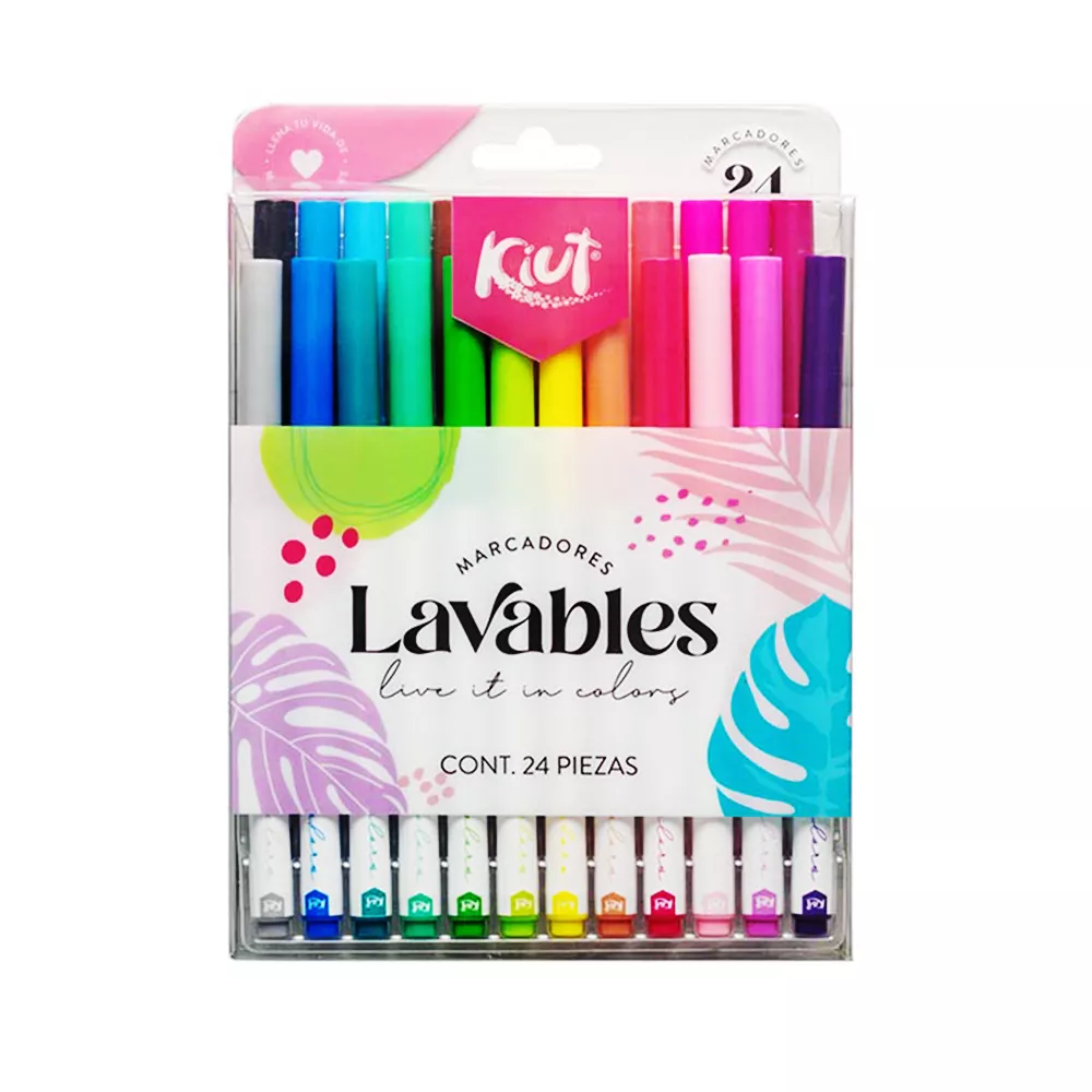 [VKS-07980243] Marcadores Lavables Kiut con 24 Piezas