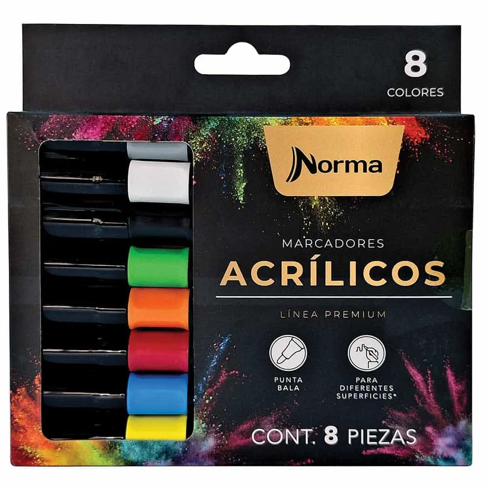 [VKS-07980344] Marcador Grueso Acrílico Norma con 8 Piezas