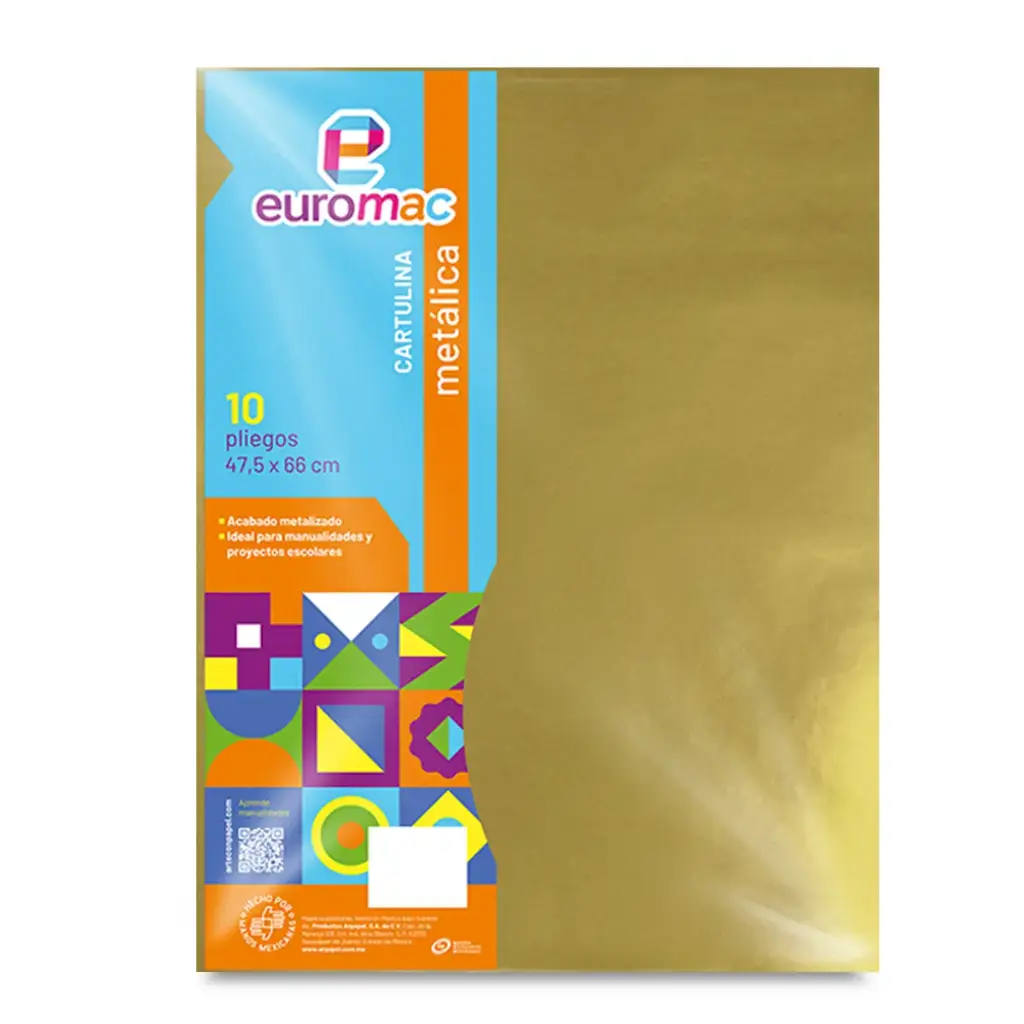 [VKS-160072530] Cartulina Metálica Euromac Oro con 10 Piezas