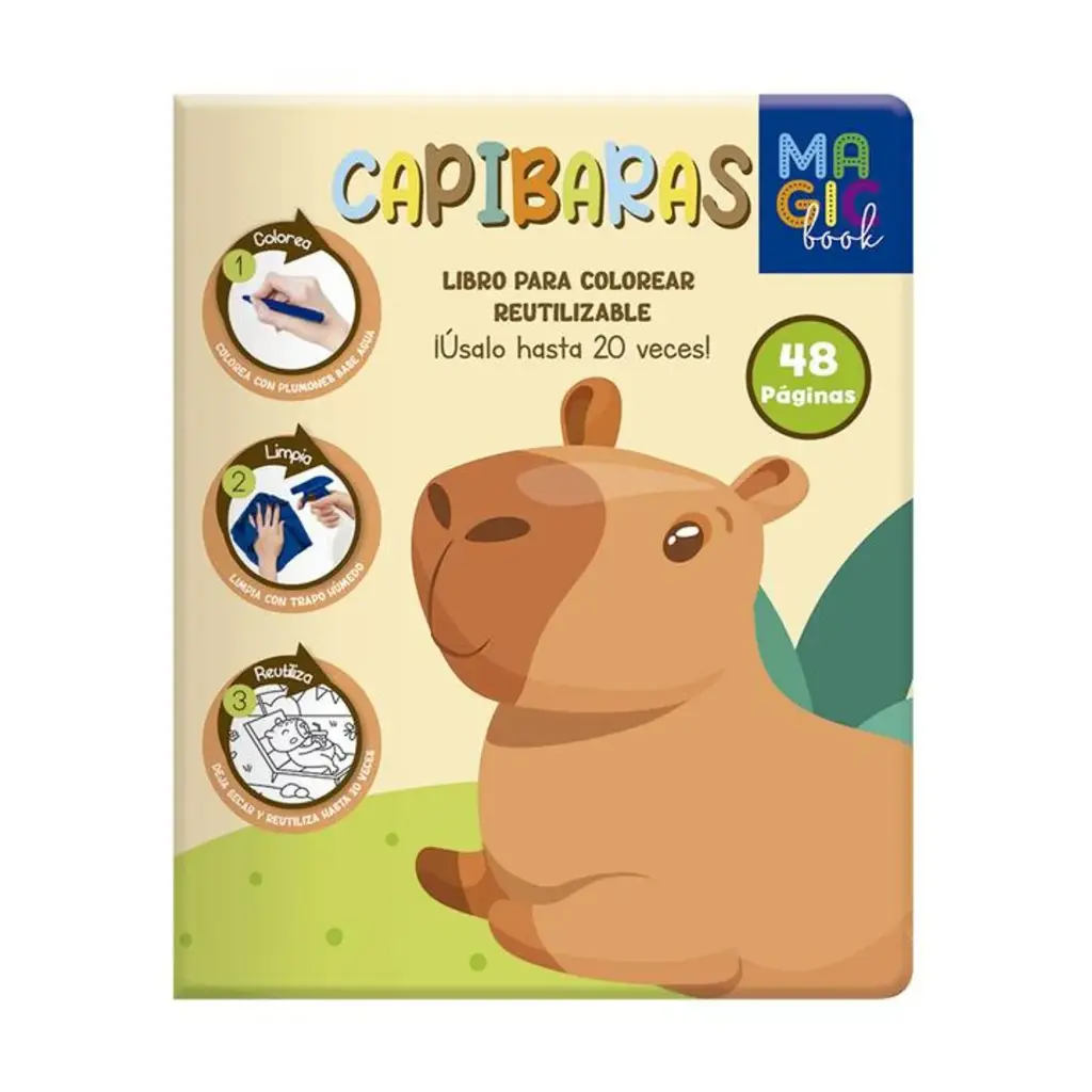 [VKS-252040030] Libro Para Colorear Mágico de Capibara con 48 Páginas
