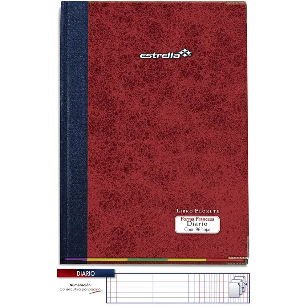 [VKS-01690027] Libro Florete Forma Francesa Diario 96 Hojas Estrella