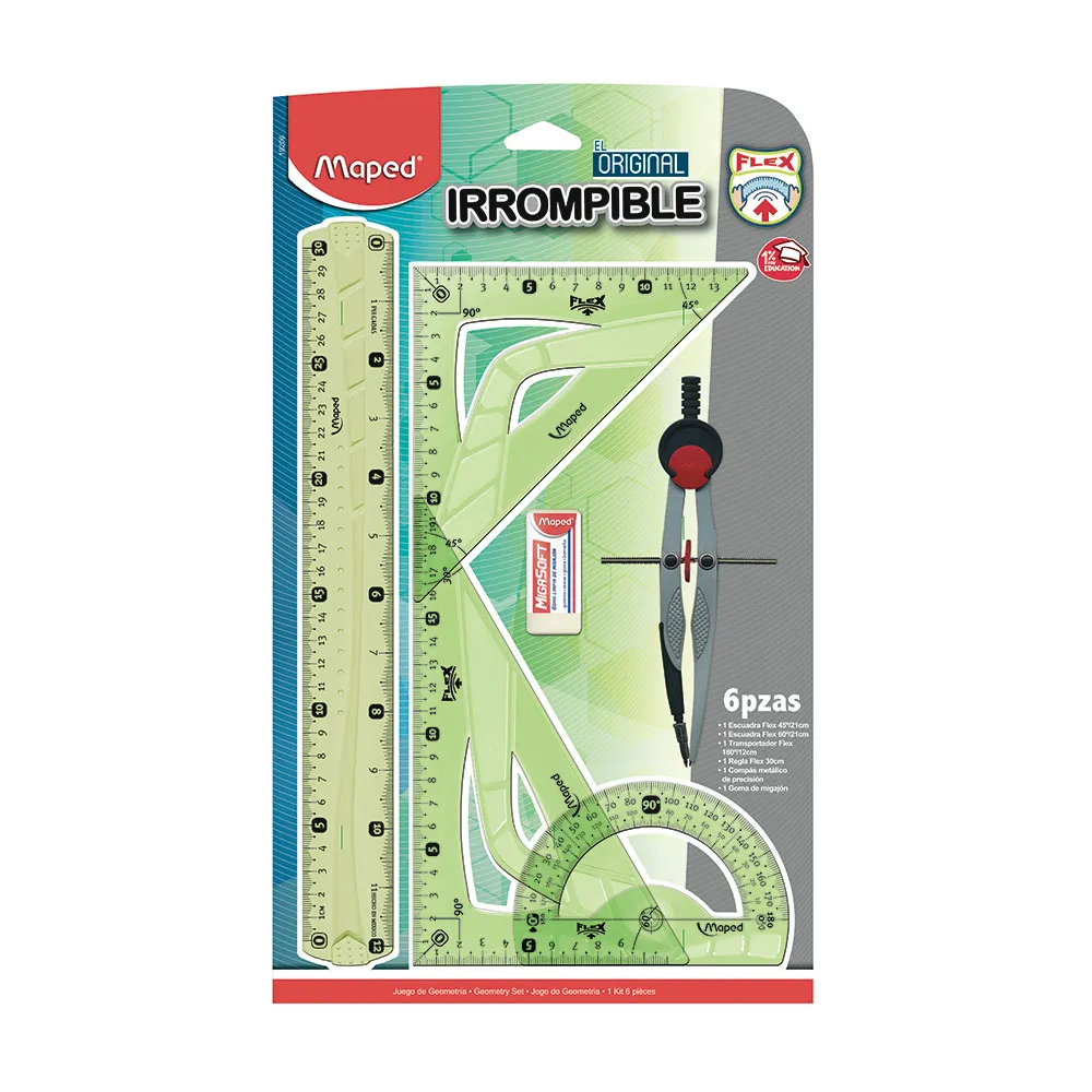 Juego de Geometría Irrompible Maped Flex - Set Completo de 6 Piezas