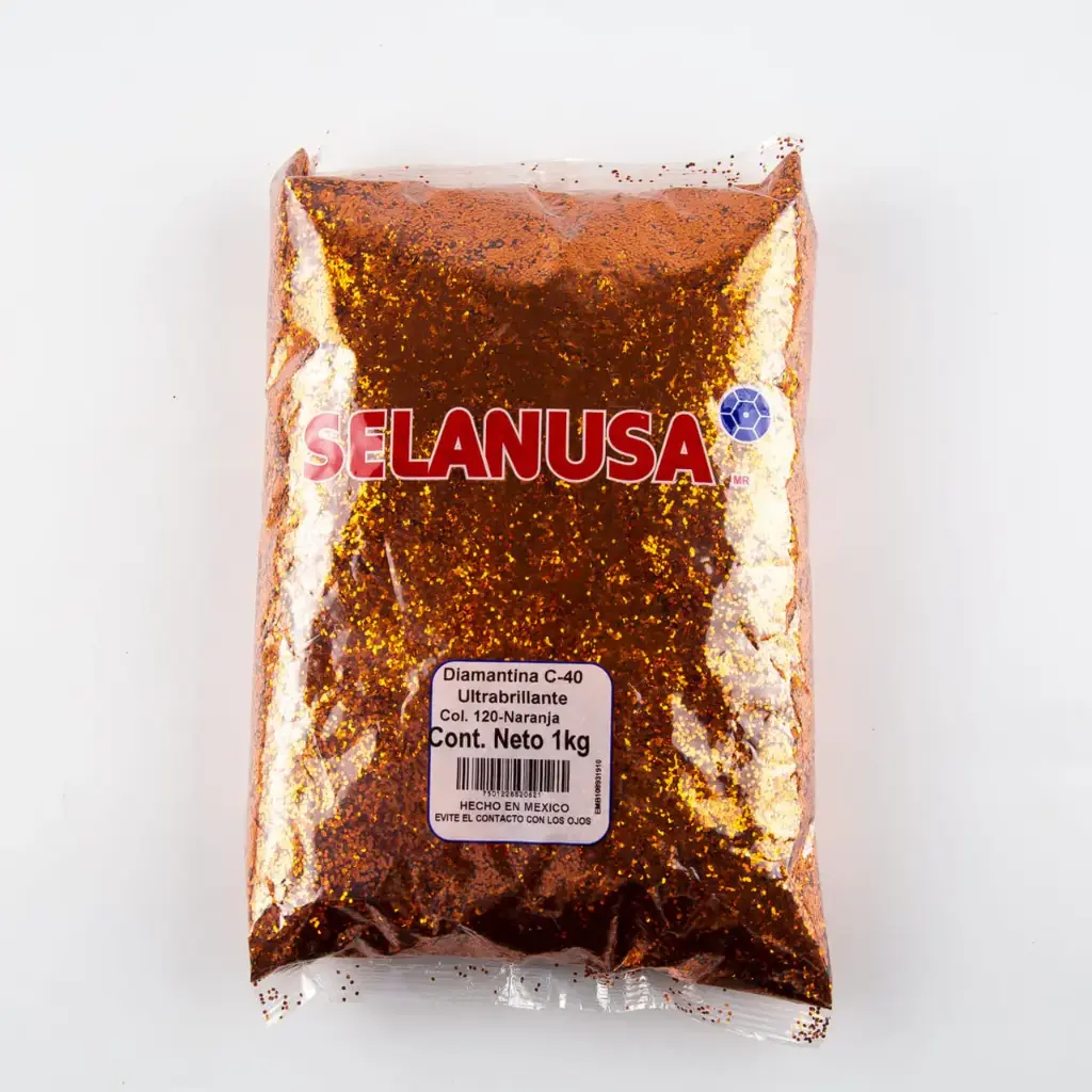 [VKS-IMP0006035] Diamantina Ultrabrillante PVC 1 kg C-40 Hex 120-Naranja