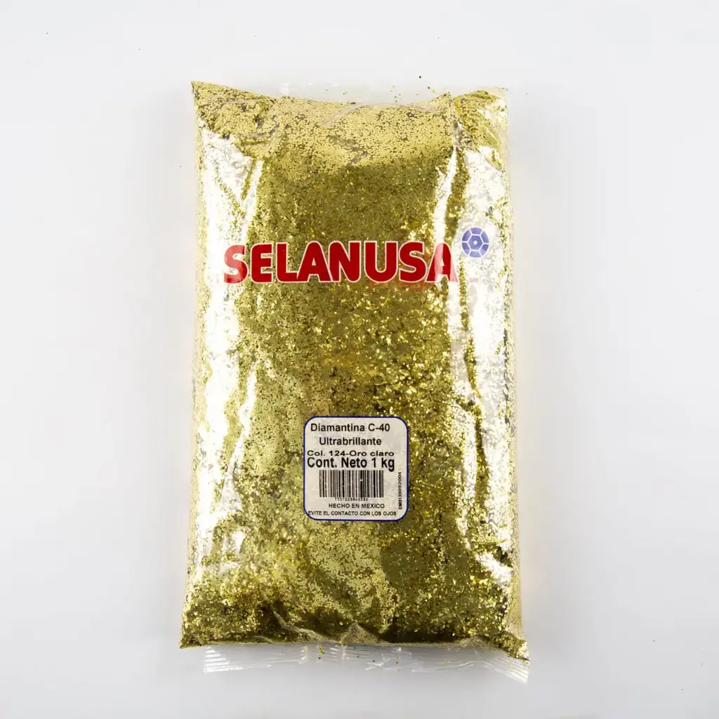 [VKS-IMP0006037] Diamantina Ultrabrillante PVC 1 kg C-40 Hex 124-Oro Claro