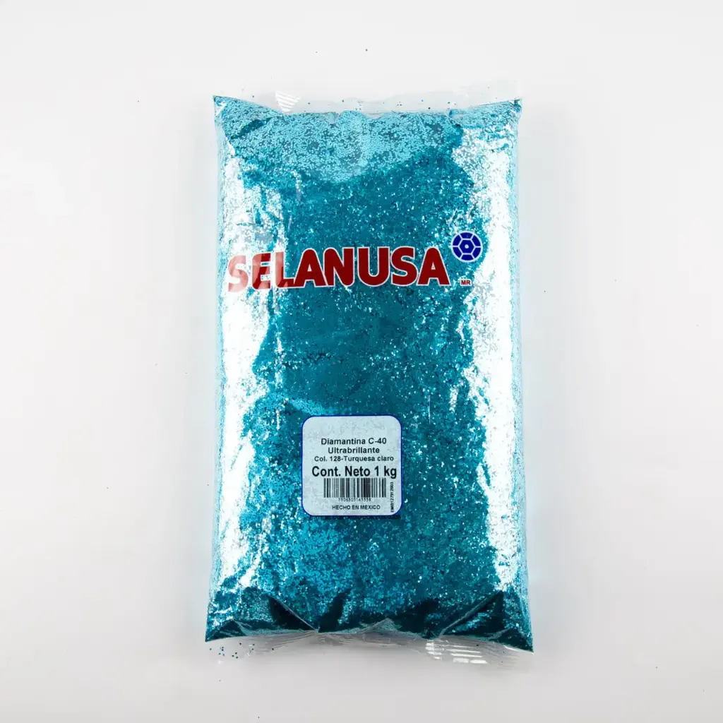 [VKS-IMP0024585] Diamantina Ultrabrillante PVC 1 kg C-40 Hex 128-Turquesa Claro 