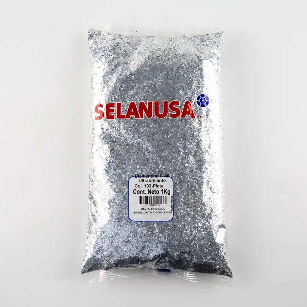 [VKS-IMP0006040] Diamantina Ultrabrillante PVC 1 kg C-40 Hex 102-Plata