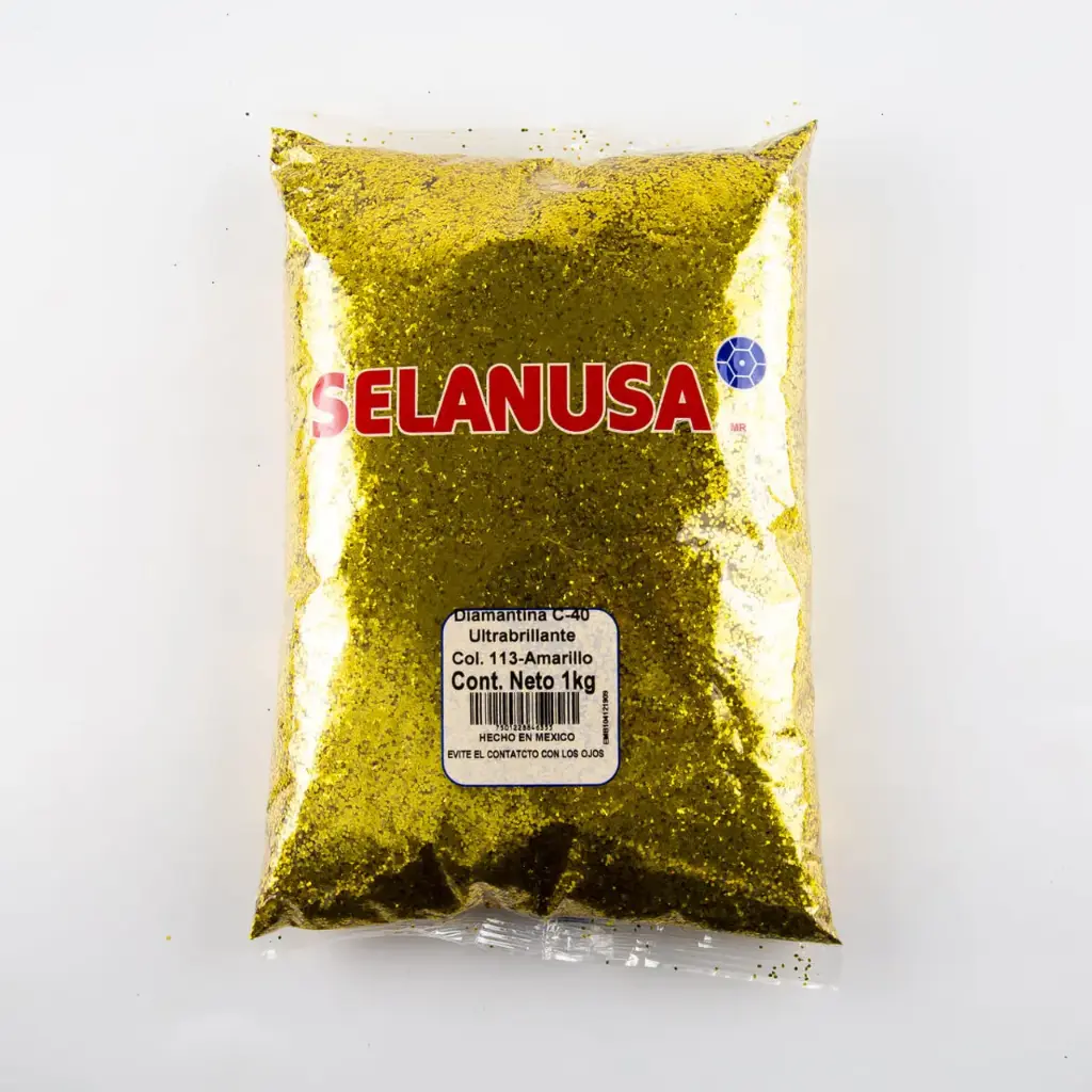 [VKS-IMP0006031] Diamantina Ultrabrillante PVC 1 kg C-40 Hex 113-Amarillo