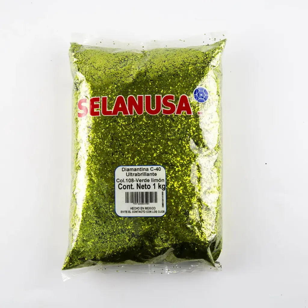 [VKS-IMP0006027] Diamantina Ultrabrillante PVC 1 kg C-40 Hex 108-Verde Limón