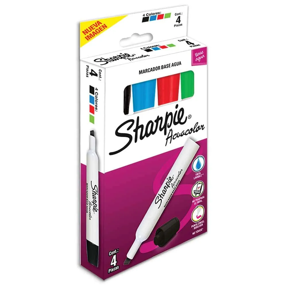 Marcadores Sharpie Acuacolor Para Pizzarón Blanco Paquete Con 4 Pzas