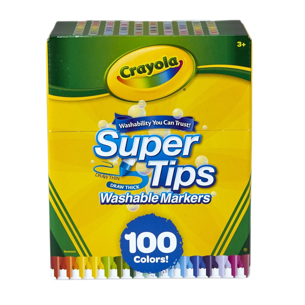 [VKS-A4M25] Crayola Washable Super Tips Markers, Assorted Colors, Pack of 100 Markers