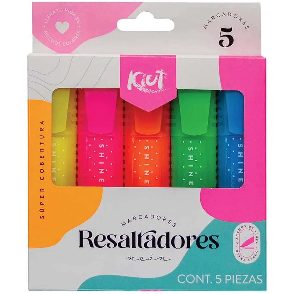 [VKS-07980247] Marcatextos Fluorescentes Gruesos Estuche con 5 Piezas Kiut Norma
