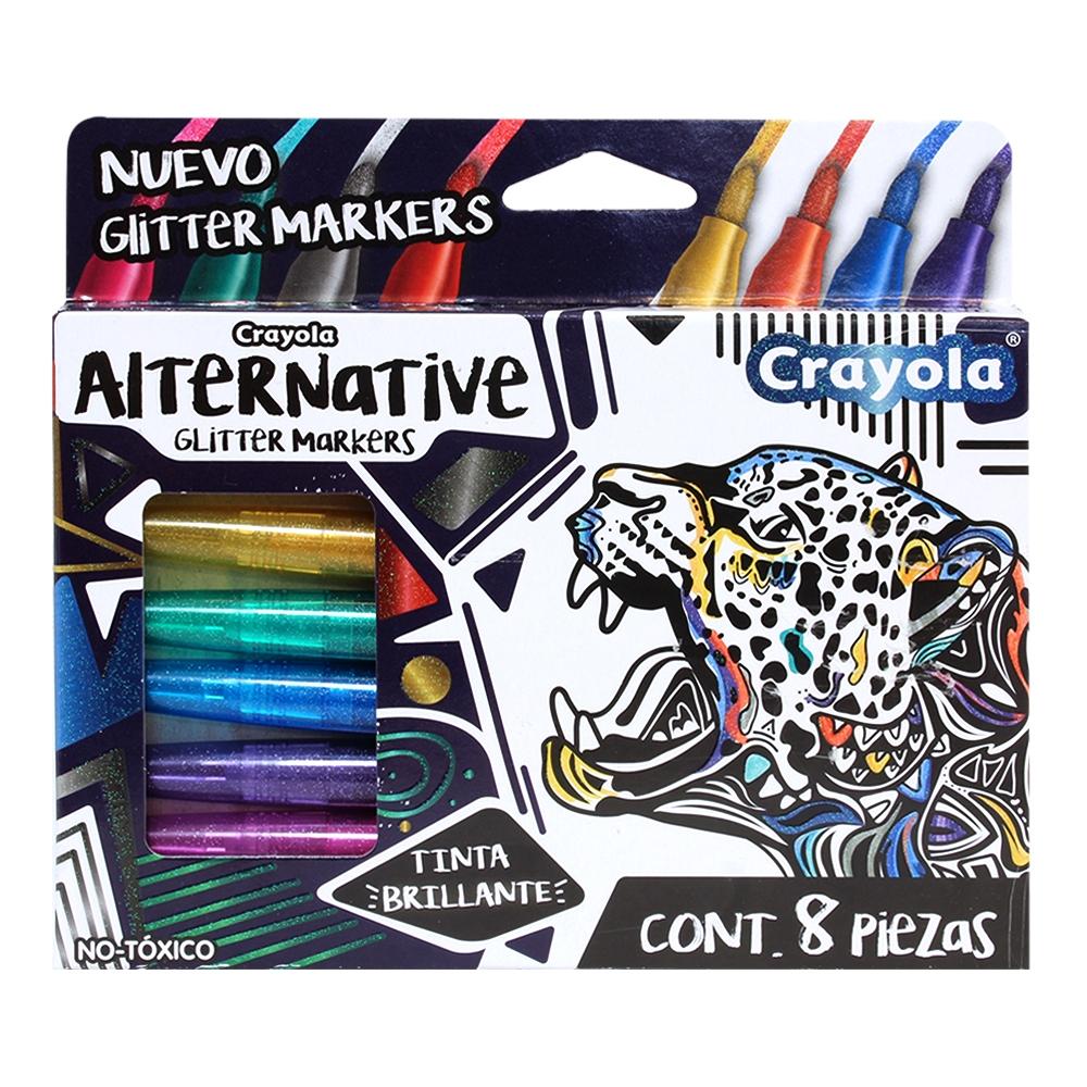 [VKS-06050033] Paquete De 8 Plumones Crayola Alternative Glitter Punta Retráctil