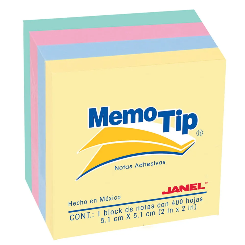 [VKS-00160040] Notas Adhesivas de 5 x 5 cm Colores Pastel con 400 Hojas Memo Tip