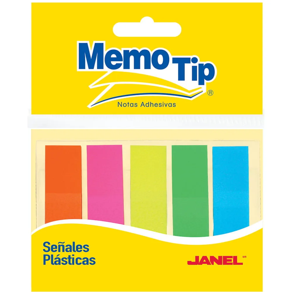 [VKS-00160329] Banderitas Adhesivas de Plástico 5 Colores Blíster con 125 Piezas Memo Tip 