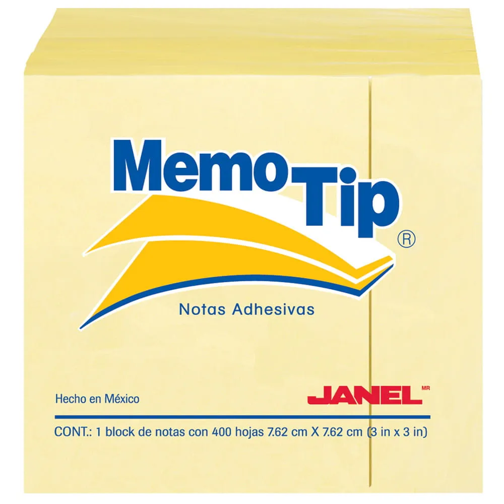 [VKS-00160044] Notas Adhesivas de 7.5 x 7.5 cm Amarillo con 400 Hojas Memo Tip