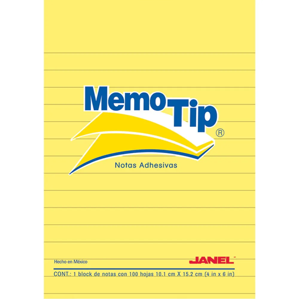 [VKS-00160376] Notas Adhesivas de 10 x 15 cm Amarillo Raya con 100 Hojas Memo Tip