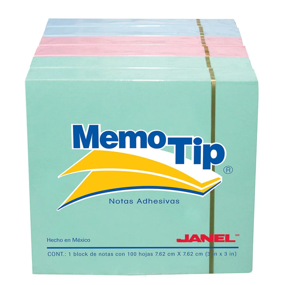 [VKS-00160019] Notas Adhesivas de 7.5 x 7.5 cm Colores Pastel con 6 Piezas Memo Tip