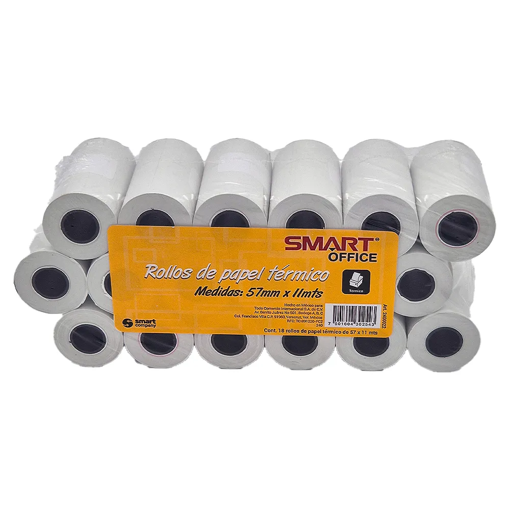 [VKS-02400022] Rollo Papel Térmico 57mm X 11m Con 18 Piezas Smart