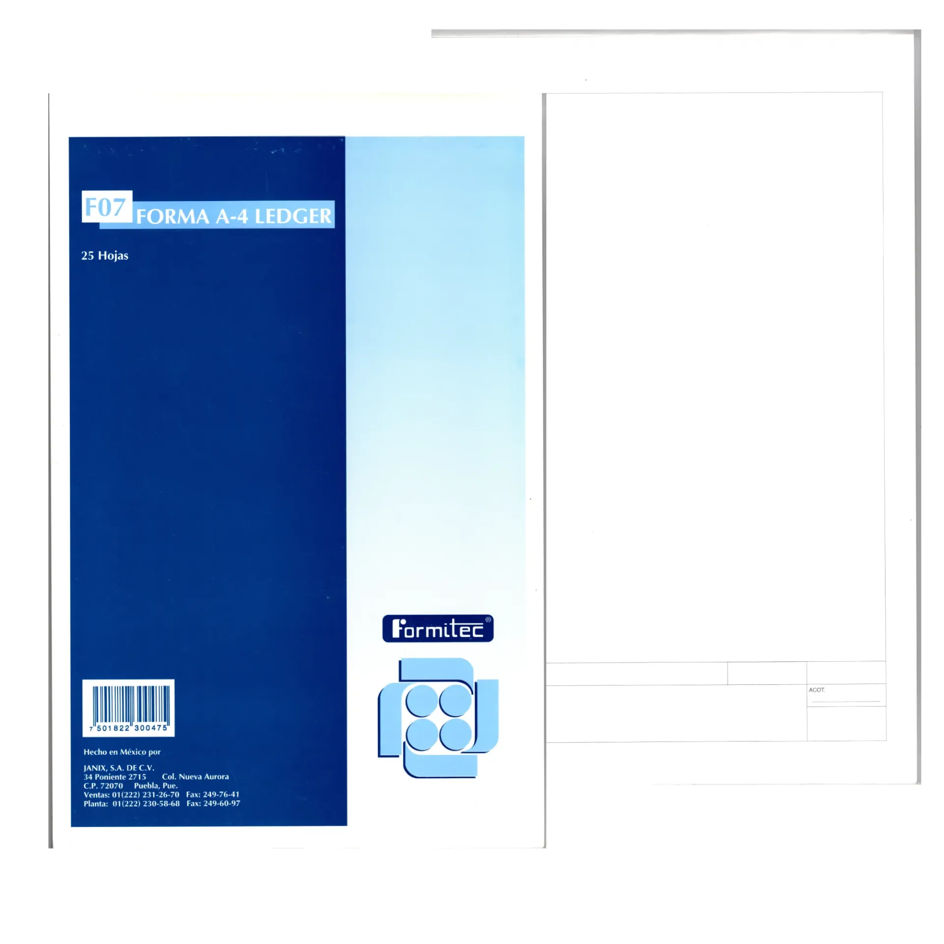[VKS-300475] Block Normalizado A-4 Bond Blanco Con 25 Hojas Formitec