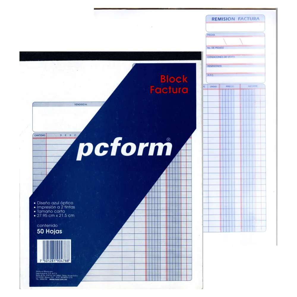 [VKS-904788] Block de Remisión Factura Tamaño Carta con 50 Hojas Pcform