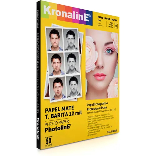 [VKS-PB050] Papel Fotográfico Mate Kronaline Barita - Carta (50 Hojas) 260g - Acepta Sellos