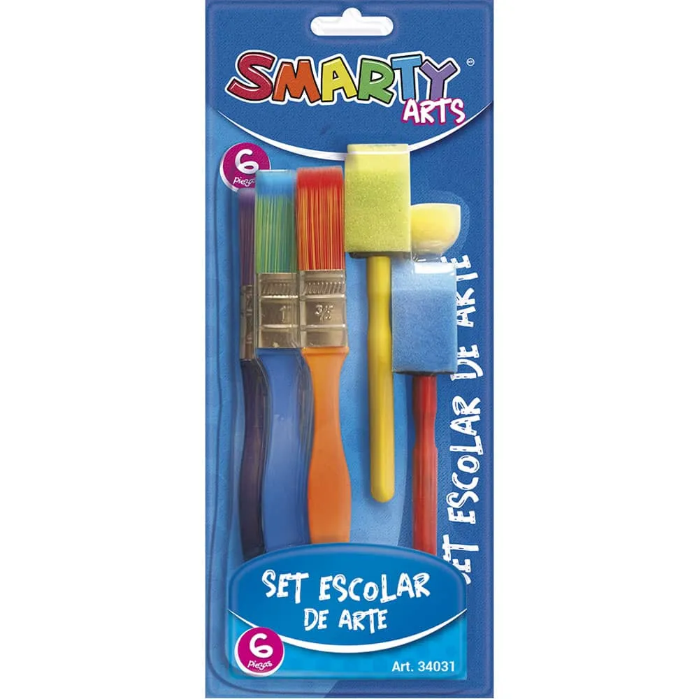 [VKS-07090002] Set Escolar de Arte Smarty - 6 Pinceles: Brochas y Esponjas (34031)
