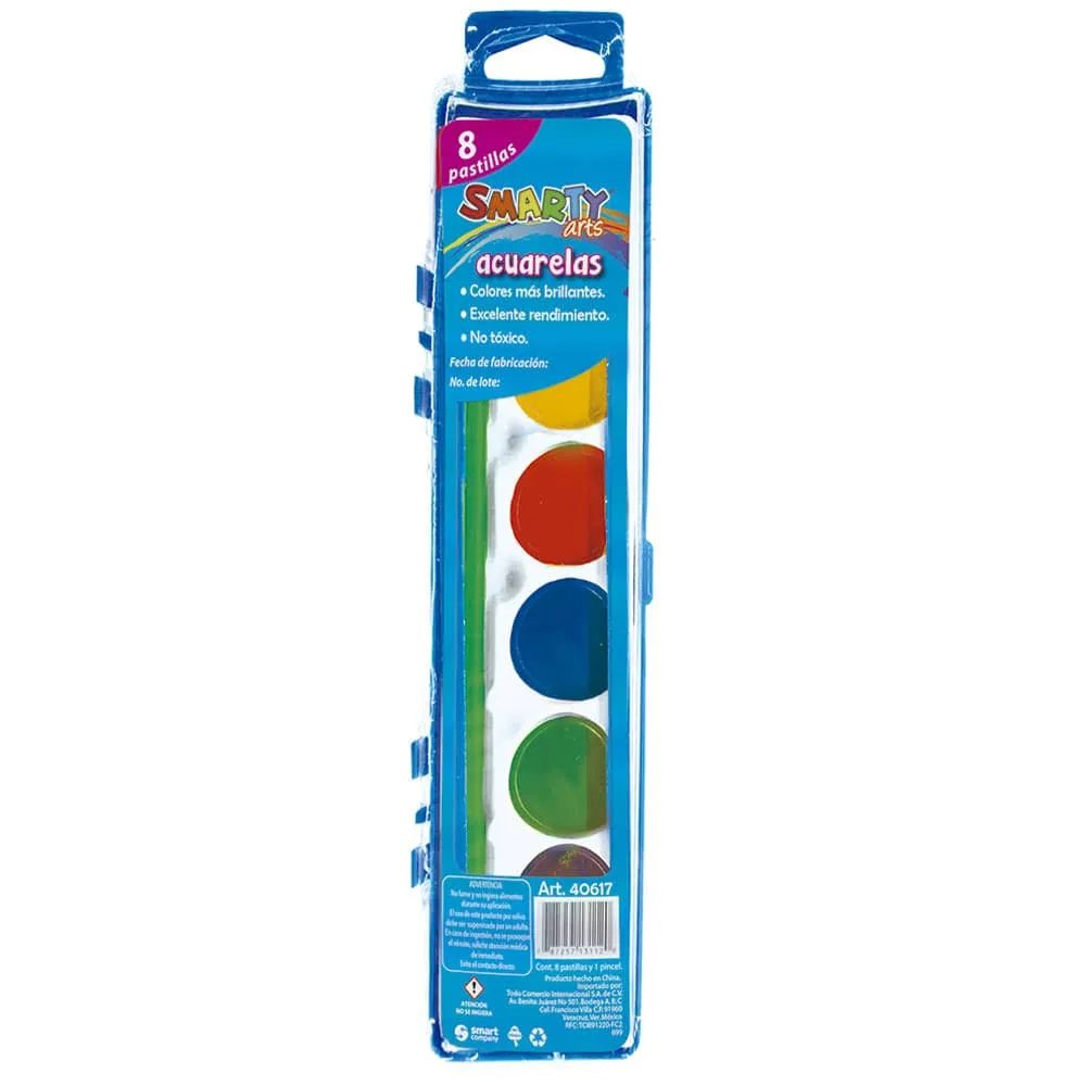 [VKS-06990027] Acuarelas Smarty Arts Compactas - Estuche Rígido 8 Colores (40617)