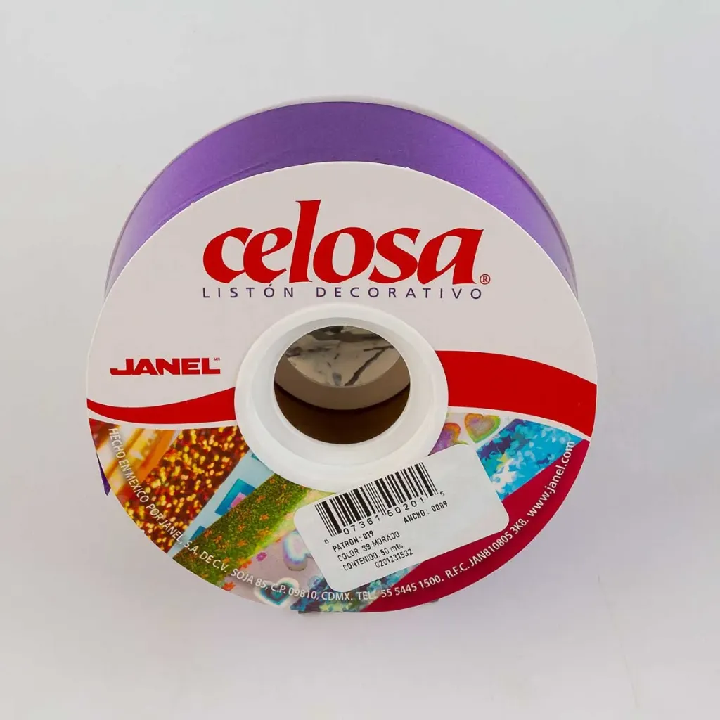 [VKS-61502015] Rollo de Listón Celosa Janel Liso - Morado No. 9 (50 Metros)