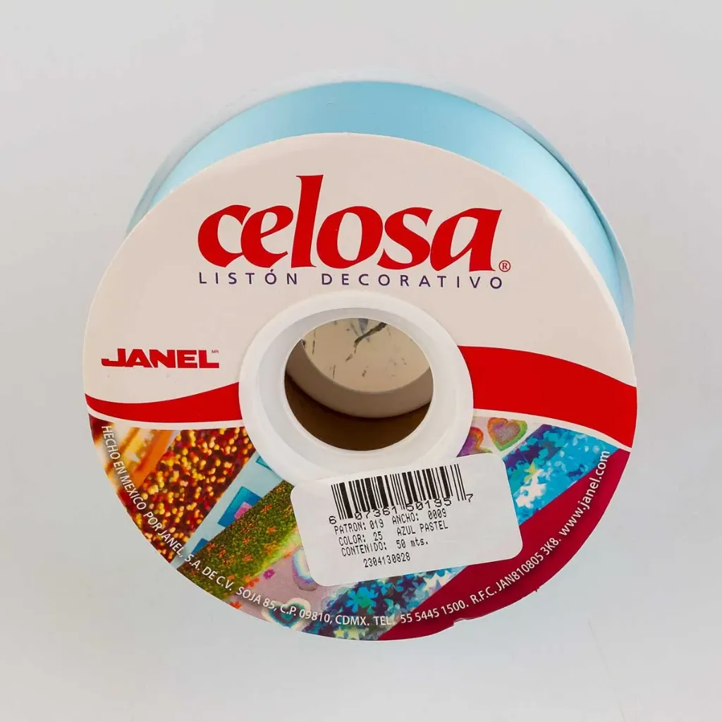 [VKS-61501957] Rollo de Listón Celosa Janel Liso - Azul Pastel No. 9 (50 Metros)