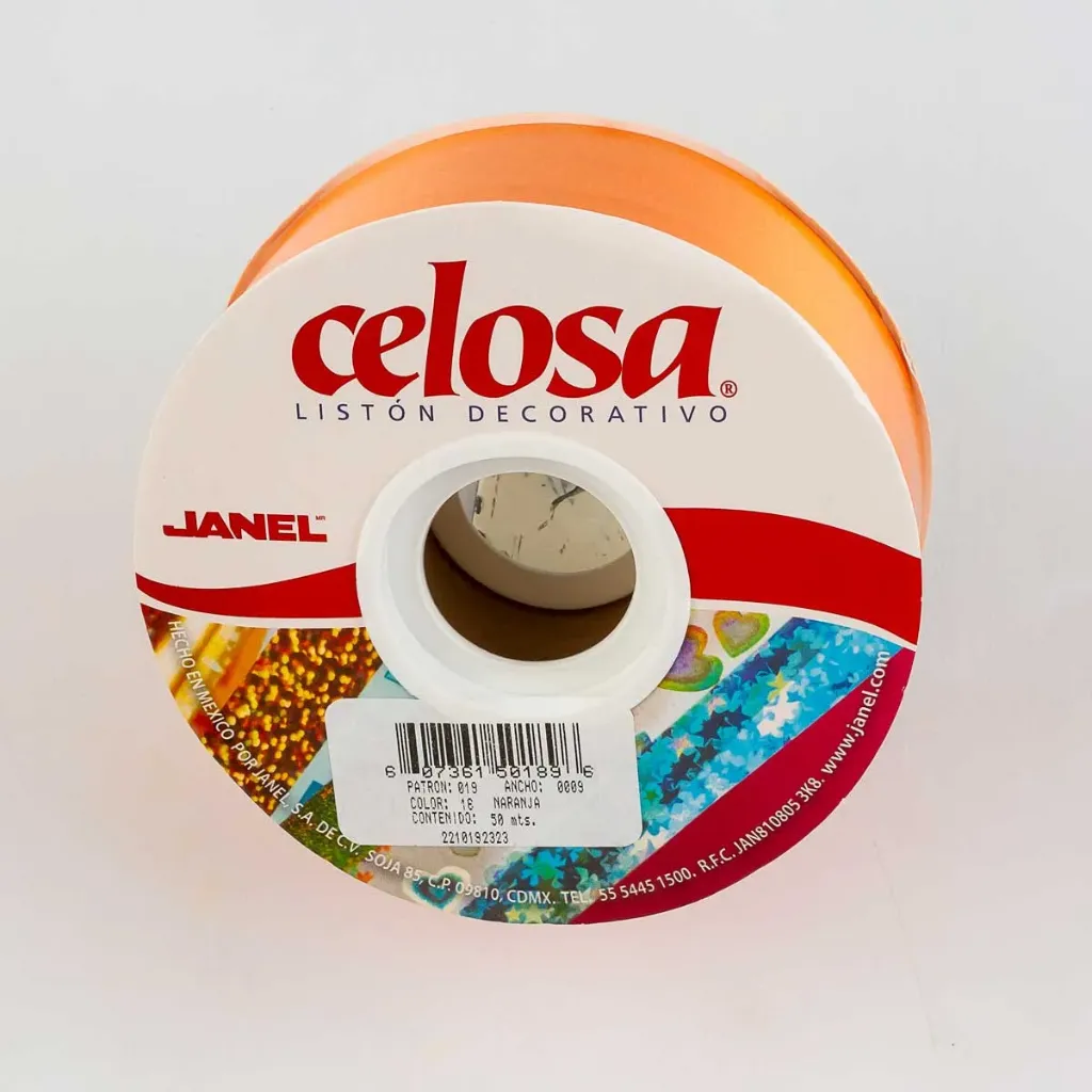 [VKS-61501896] Rollo de Listón Celosa Janel Liso - Naranja No. 9 (50 Metros)