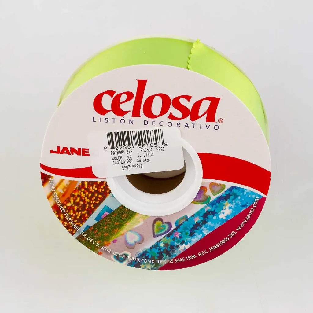 [VKS-61501858] Rollo de Listón Celosa Janel Liso - Verde Limón No. 9 (50 Metros)