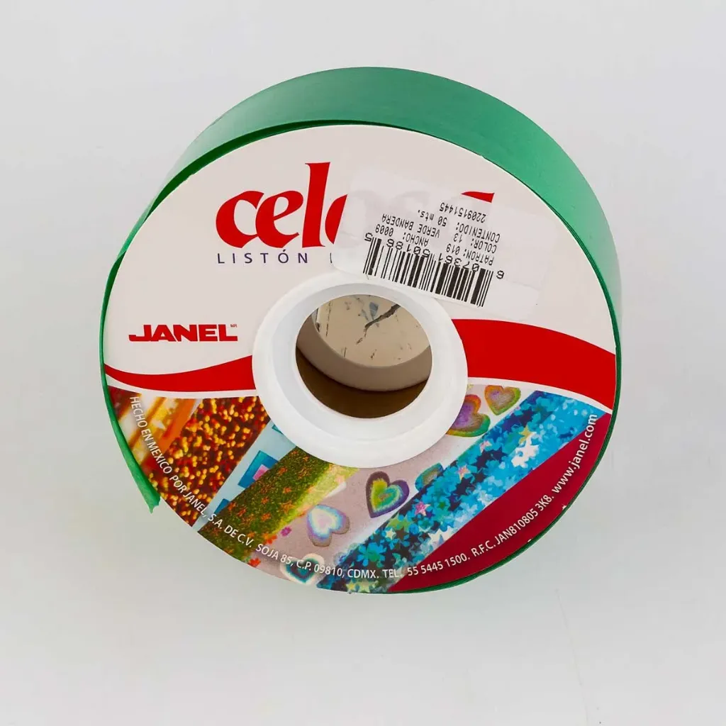 [VKS-61501865] Rollo de Listón Celosa Janel Liso - Verde Bandera No. 9 (50 Metros)