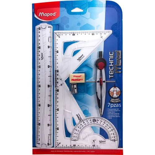 [VKS-01280103] Juego de Geometría Maped Technic Metal - 7 Piezas con Compás Precisión